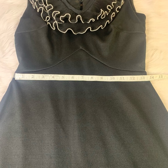 Vintage Black Dress with Pearl Lined Ruffles - Picture 5 of 13